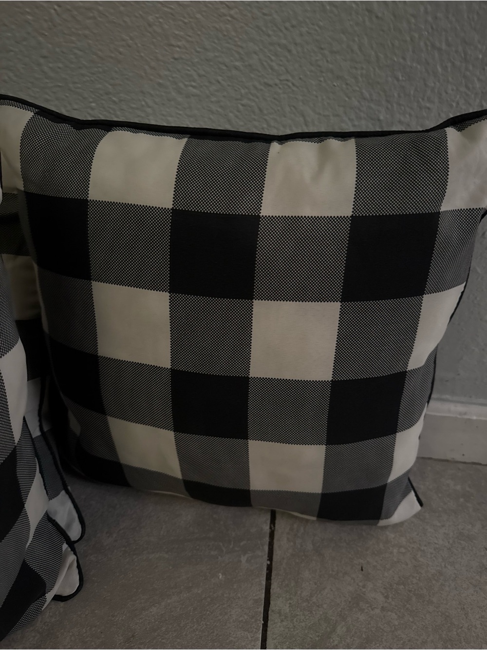Black and White Buffalo Check Throw Pillow - zippered pillow case